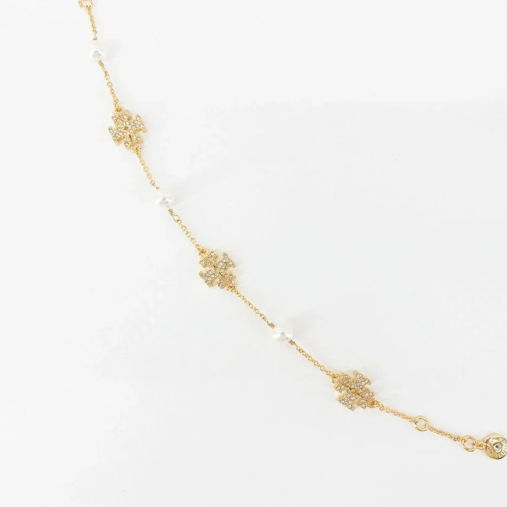 Tory Burch Gemstones and Pearl Bracelet Gold OS - Picture 11 of 16